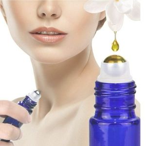 New Cobalt blue glass roller ball for travelers